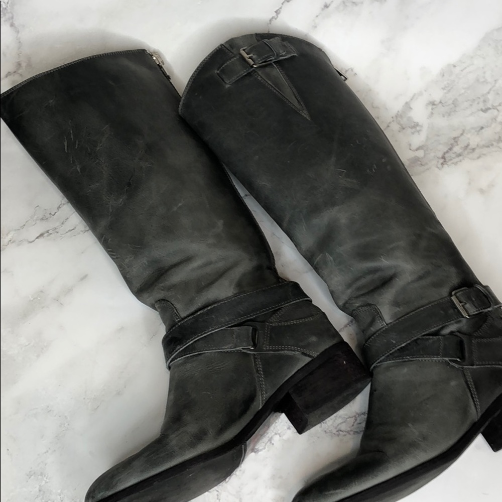 Grey knee boots